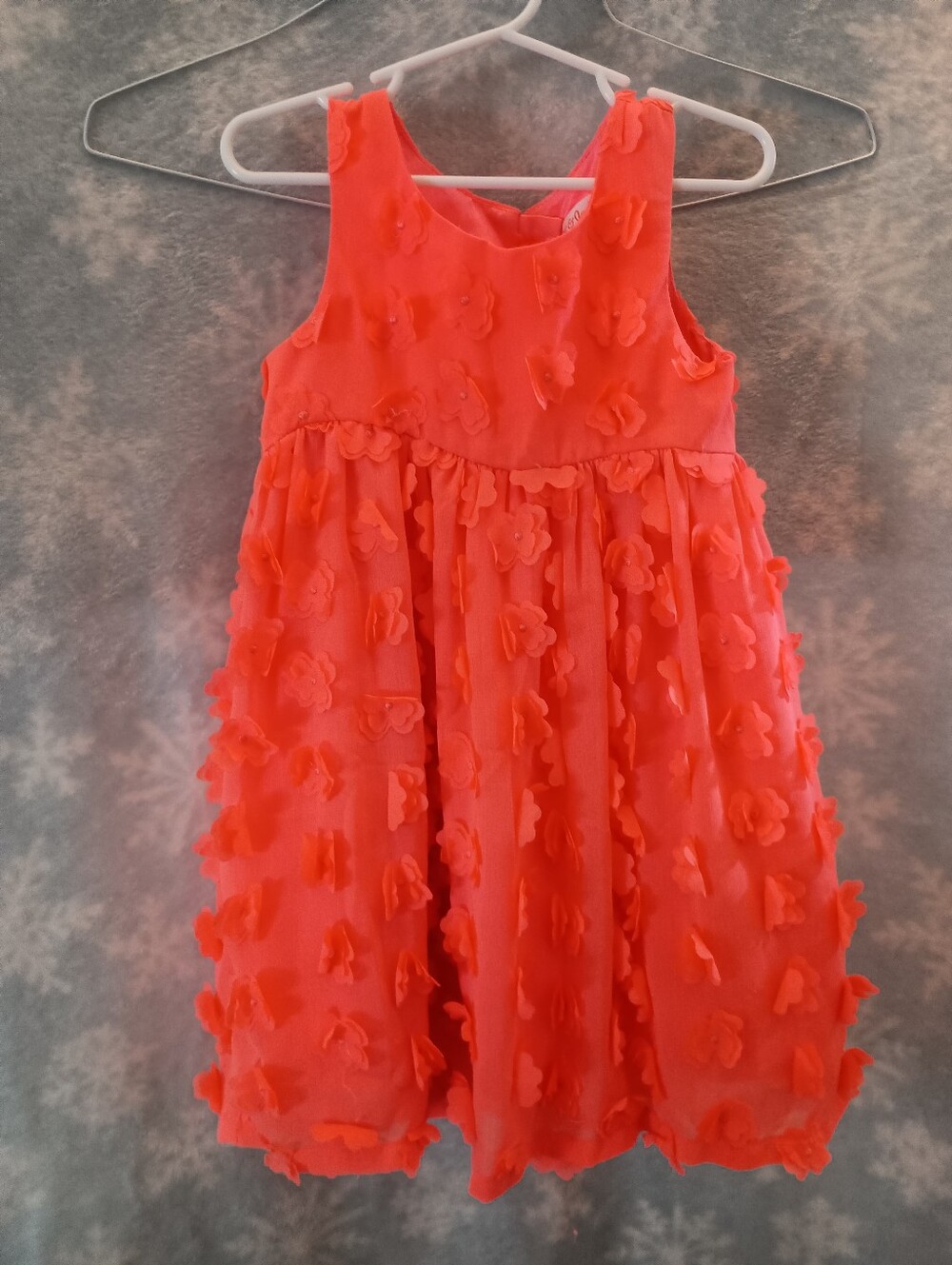 Girl's Coral Floral Appliqué Dress Size 4T